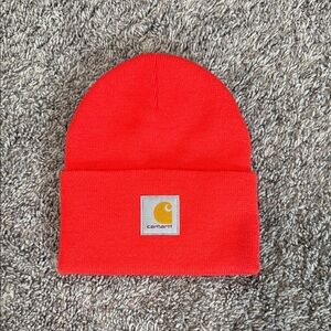 Carhartt mens Bright orange Cuffed Beanie with Logo Patch
